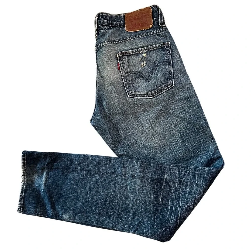 Levis 511 Dark Wash‎ Distressed Skinny Jeans Men's 30x32